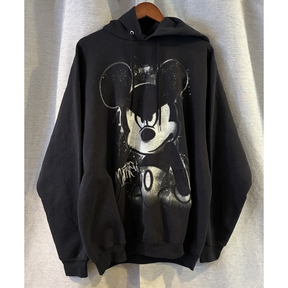 Y2K‎ Disney Gangster Mickey Mouse Graffiti Hoodie Disneyland Mens Size XL